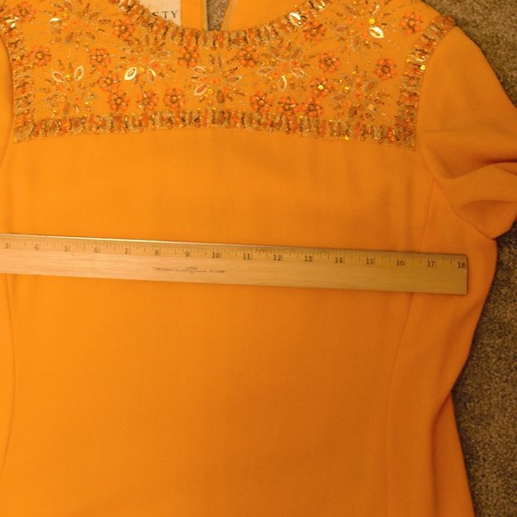 *Rare* 1960s Dynasty Orange Mod Sequined Dress - Picture 8 of 12